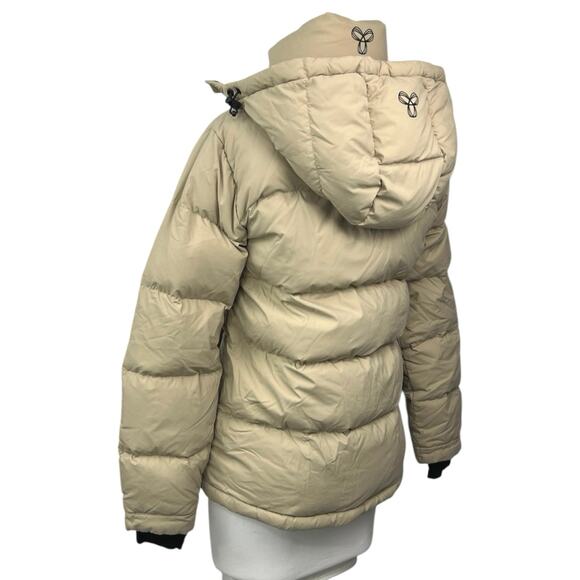 Aritzia TNA The Super Puff Beige Goose Down Zip Hoodie Puffer Coat Jacket 3XS - Picture 3 of 9